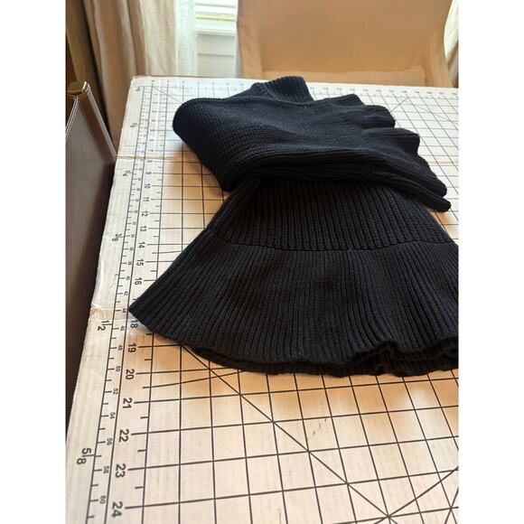 NWT Callahan Black Off Shoulder Slouchy Bell Sleeve Cotton Knit Sweater V Neck S - Picture 9 of 9